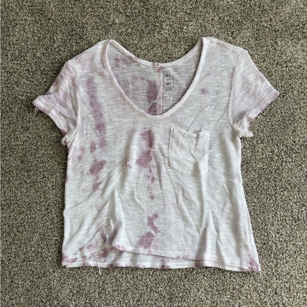 Me to We White Tee with Light Pink Tie-Dye
